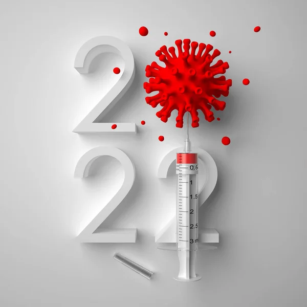 2021 2022 Новий Рік Розвитку Фармакології Глобальна Вакцинація Від Covid — стокове фото