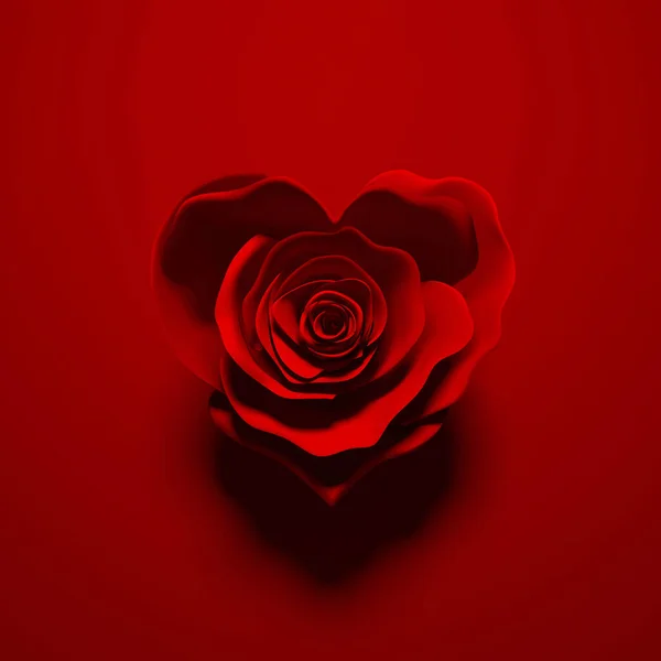 Rose Flower Heart Shaped Petals Elegant Romantic Background Render Illustration — стоковое фото