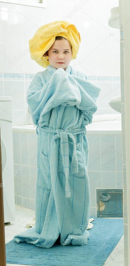 Little girl in bathroom