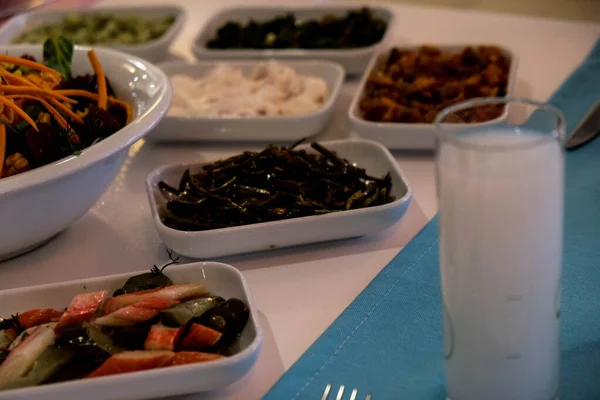 Traditional Turkish Meze Appetizers Dinner Table Taste Turkish Rak Also — Stock Photo, Image