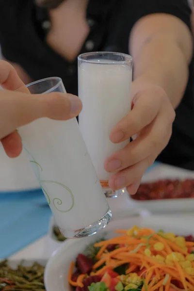 Traditional Turkish Meze Appetizers Dinner Table Taste Turkish Rak Also — Stock fotografie