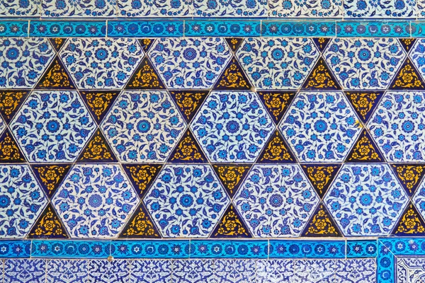 Handmade Traditional Turkish Blue Tile Wall — Stock Photo, Image