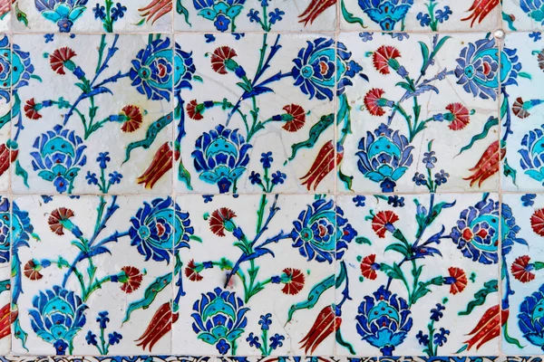 Handmade Traditional Turkish Blue Tile Wall — Stock Photo, Image