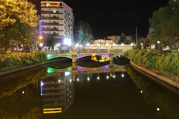 Rio Porsuk Noite Eskisehir City Turquia — Fotografia de Stock