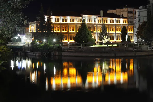 Río Porsuk Por Noche Ciudad Eskisehir Turquía —  Fotos de Stock