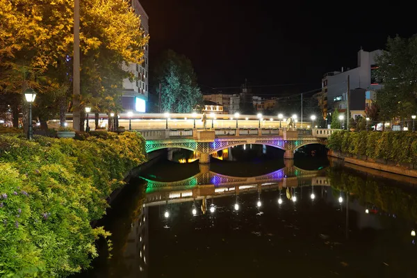 Rio Porsuk Noite Eskisehir City Turquia — Fotografia de Stock