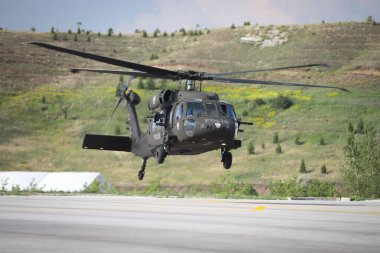 ANKARA, TURKEY - 26 Haziran 2021: Türk Polisi Sikorsky S-70 performans sergiliyor