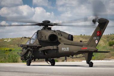 ANKARA, TURKEY - 26 Haziran 2021: Türk Polis Gücü Atak T-129 Helikopteri