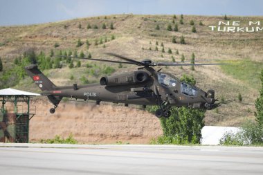 ANKARA, TURKEY - 26 Haziran 2021: Türk Polis Gücü Atak T-129 Helikopteri