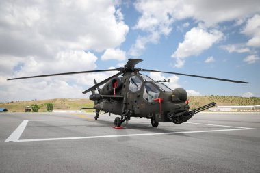 ANKARA, TURKEY - 26 Haziran 2021: Türk Polis Gücü Atak T-129 Helikopteri