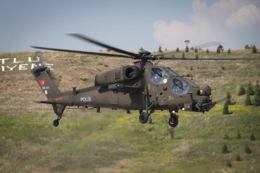 ANKARA, TURKEY - 26 Haziran 2021: Türk Polis Gücü Atak T-129 Helikopteri