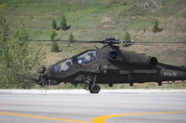 ANKARA, TURKEY - 26 Haziran 2021: Türk Polis Gücü Atak T-129 Helikopteri