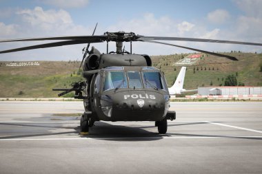 ANKARA, TURKEY - 26 Haziran 2021: Türk Polisi Sikorsky S-70 performans sergiliyor