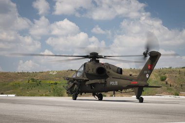 ANKARA, TURKEY - 26 Haziran 2021: Türk Polis Gücü Atak T-129 Helikopteri