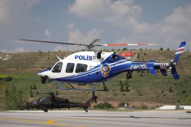ANKARA, TURKEY - 26 Haziran 2021: Türk Polisi Bell 429 GlobalRanger Helicopter