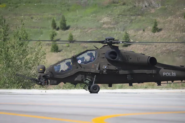 ANKARA, TURKEY - 26 Haziran 2021: Türk Polis Gücü Atak T-129 Helikopteri