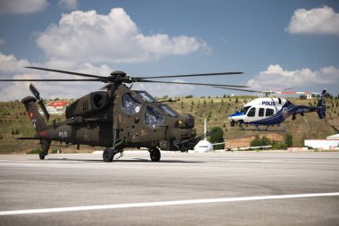 ANKARA, TURKEY - 26 Haziran 2021: Türk Polis Gücü Atak T-129 Helikopteri