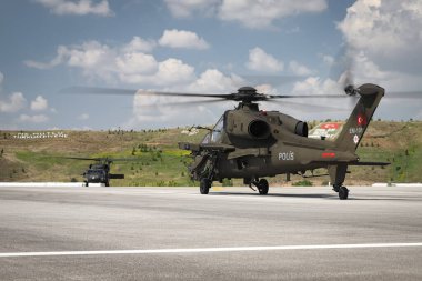 ANKARA, TURKEY - 26 Haziran 2021: Türk Polis Gücü Atak T-129 Helikopteri
