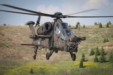 ANKARA, TURKEY - 26 Haziran 2021: Türk Polis Gücü Atak T-129 Helikopteri