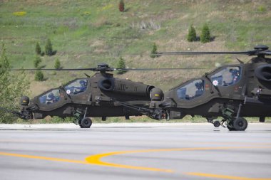 ANKARA, TURKEY - 26 Haziran 2021: Türk Polis Gücü Atak T-129 Helikopteri