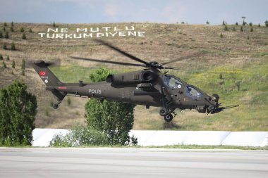 ANKARA, TURKEY - 26 Haziran 2021: Türk Polis Gücü Atak T-129 Helikopteri