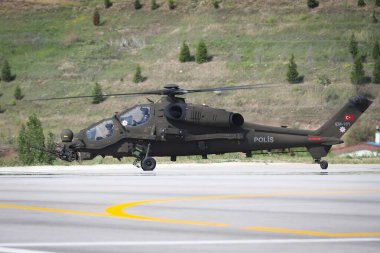ANKARA, TURKEY - 26 Haziran 2021: Türk Polis Gücü Atak T-129 Helikopteri