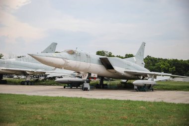 KIEV, UKRAINE - Oleg Antonov Devlet Havacılık Müzesi 'nde Ukrayna Hava Kuvvetleri Tupolev Tu-22M3