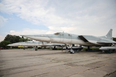 KIEV, UKRAINE - Oleg Antonov Devlet Havacılık Müzesi 'nde Ukrayna Hava Kuvvetleri Tupolev Tu-22M3