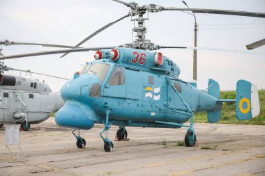 KIEV, UKRAINE - Oleg Antonov Devlet Havacılık Müzesi 'nde Ukrayna Donanması Kamov Ka-25PL Hormon-A sergilendi