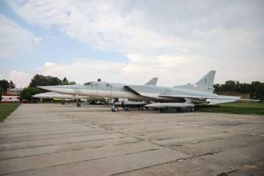 KIEV, UKRAINE - Oleg Antonov Devlet Havacılık Müzesi 'nde Ukrayna Hava Kuvvetleri Tupolev Tu-22M3