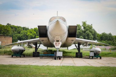 KIEV, UKRAINE - Oleg Antonov Devlet Havacılık Müzesi 'nde Ukrayna Hava Kuvvetleri Tupolev Tu-22M3