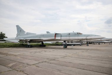 KIEV, UKRAINE - Ukrayna Hava Kuvvetleri Tupolev Tu-22M2 Oleg Antonov Devlet Havacılık Müzesi 'nde sergilendi