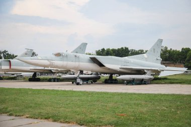 KIEV, UKRAINE - Oleg Antonov Devlet Havacılık Müzesi 'nde Ukrayna Hava Kuvvetleri Tupolev Tu-22M3