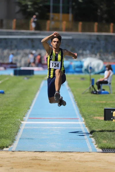 Istanbul Turquia Agosto 2021 Atleta Indefinido Salto Triplo Durante Competições — Fotografia de Stock