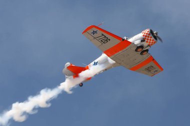 ESKISEHIR, TURKEY - 12 Eylül 2021: M.S.O Hava ve Uzay Müzesi Kuzey Amerika AT-6G Teksas Sivrihisar SHG Hava Gösterisi