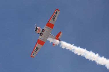 ESKISEHIR, TURKEY - 12 Eylül 2021: M.S.O Hava ve Uzay Müzesi Kuzey Amerika AT-6G Teksas Sivrihisar SHG Hava Gösterisi