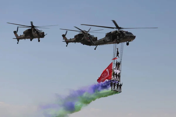 Eskisehir Turkey September 2021 Turkish Police Force Helicopter Display Sivrihisar — 스톡 사진