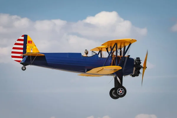 Eskisehir Turkey September 2021 Air Space Museum Boeing Stearman Model — стокове фото