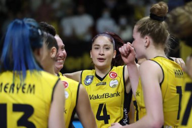 ISTANBUL, TURKEY - EPTEMBER 05, 2021: Vakıfbank vs Eczacibasi Şampiyonlar Kupası karşılaşmasında Tuğba Senoğlu Burhan Felek Spor Salonu 'nda