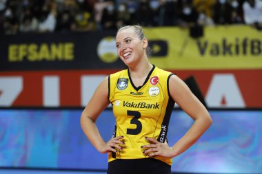ISTANBUL, TURKEY - SEPTEMBER 05, 2021: Vakifbank vs Eczacibasi Şampiyonlar Kupası maçı Burhan Felek Spor Salonu