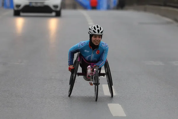 Istanbul Turkey November 2021 Paralympisk Idrottare Som Springer Istanbul Maraton — Stockfoto