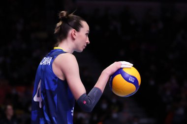 ANKARA, TURKEY - 19 Aralık 2021: Anna Lazareva Fenerbahçe Opet 'e karşı Itambe Minas, Beşli Voleybol Kadınlar Kulübü Dünya Şampiyonası' nda üçüncü sırada