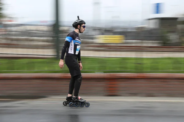 Istanbul Turkey November 2021 Skater Isztambuli Maraton Amely Két Kontinenst — Stock Fotó