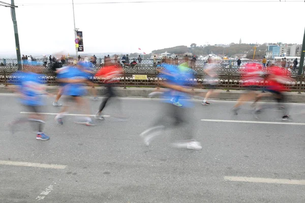 Istanbul Turquia Novembro 2021 Atletas Correndo Maratona Istambul Que Inclui — Fotografia de Stock