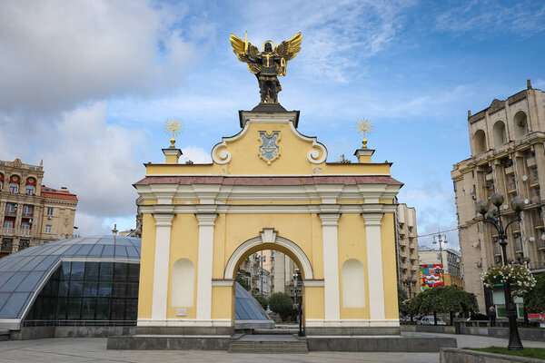 Independence Monument in Maidan Nezalezhnosti in Kiev City, Ukraine