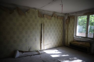 Pripyat Town, Çernobil Yasaklama Bölgesi, Çernobil, Ukrayna 'da Bir Bina Odası
