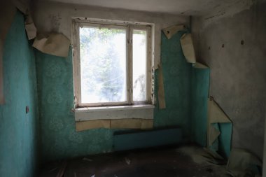 Pripyat Town, Çernobil Yasaklama Bölgesi, Çernobil, Ukrayna 'da Bir Bina Odası