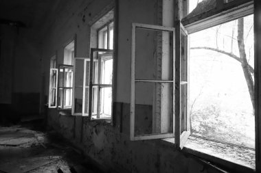 Chernobyl dışlama bölgesinde, Ukrayna Bina terk