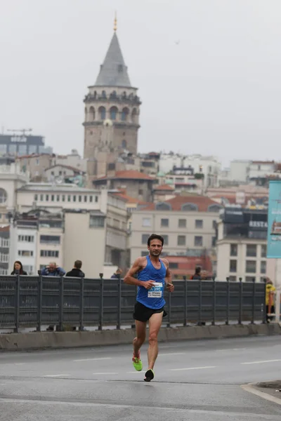 Istanbul Turquia Novembro 2021 Atleta Correndo Maratona Istambul Que Inclui — Fotografia de Stock