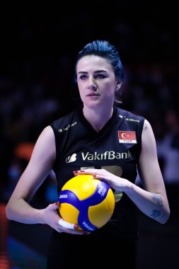 ANKARA, TURKEY - 18 Aralık 2021 Fenerbahçe Opet 'te Meryem Boz, Beşli Voleybol Kadınlar Kulübü Dünya Şampiyonası' nda Vakıfbank Yarı Finali 'ne karşı